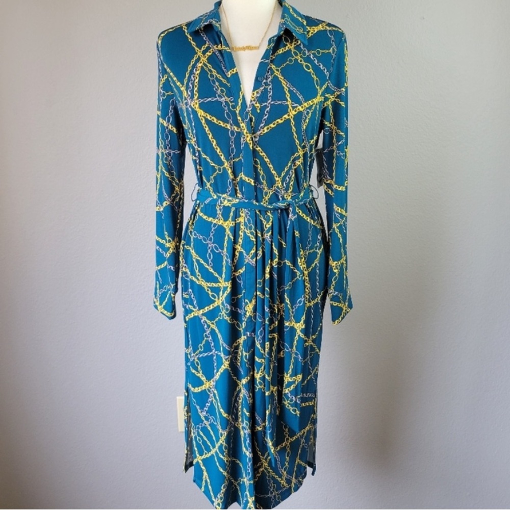 INC International Concepts
Collared Shirt Dress Opulent Link in Blue 
XXL